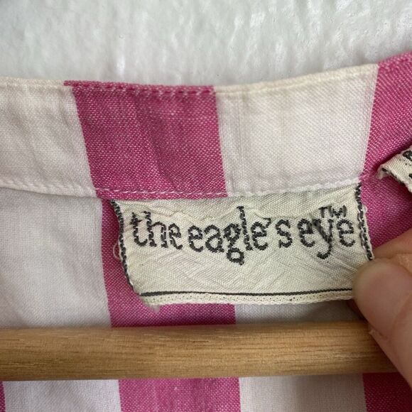 Vintage Pink White Wide Stripe Cotton Button Vest Women’s 10 Summer Kidcore - Picture 5 of 8